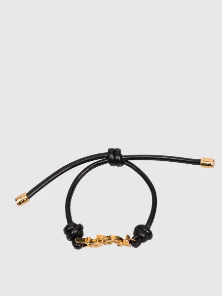 Кожаный браслет Saint Laurent черный