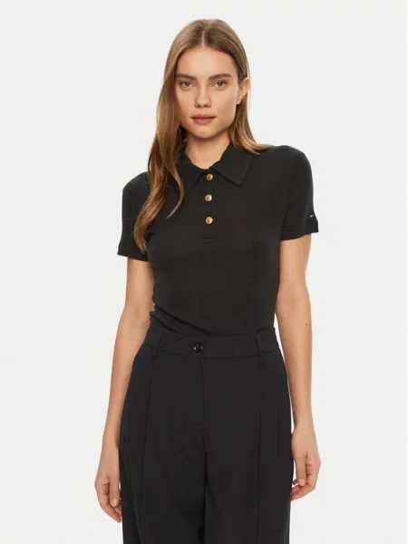 Tommy Hilfiger Polo majica Slim Fit črna