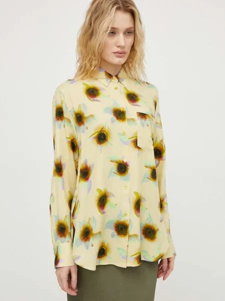 PS Paul Smith camasa femei cu guler clasic regular galben