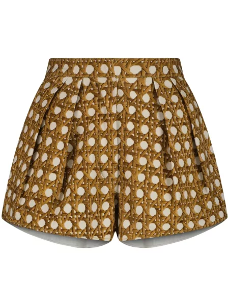Pantaloni scurți Giambattista Valli plisate de paie maro