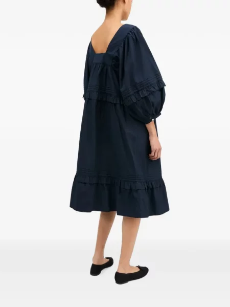 Rochie midi Skall Studio cu volane albastru