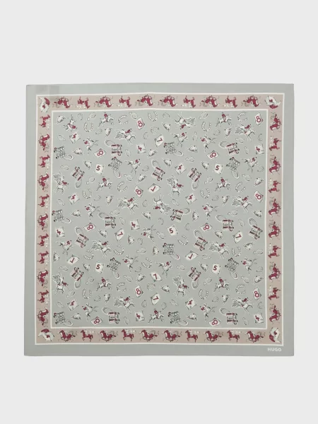 Платок Hugo с принтом серый