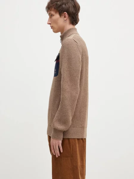 Вовняний светр Baracuta Barbour x Baracut Miller Half Zip Knit теплий гольф бежевий