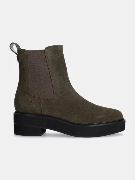 Buty chelsea ze skóry z pętelką model ‘ADRIANNA’ Lauren Ralph Lauren zielone