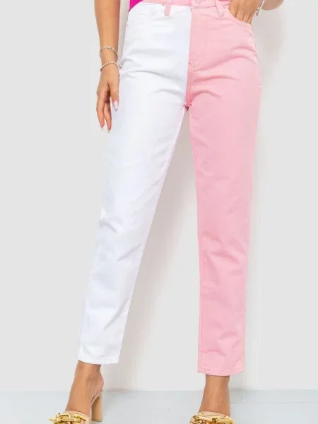 Джинси мом Ager білий/рожевий білі