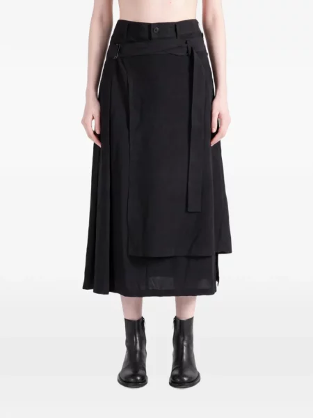 Cu centură fustă midi Yohji Yamamoto negru