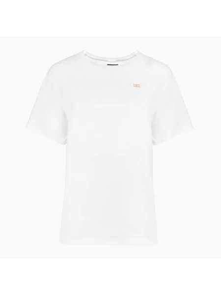 Emporio Armani Koszulki Kobieta M Core Lady Elastyczny T-shirt z Okrągłym Dekoltem biały