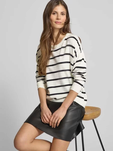 Sweter z dzianiny z mieszanki model ‘Maura Rachelle’ Msch Copenhagen beżowy