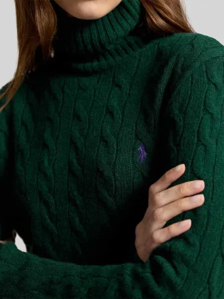 Sweter z golfem o kroju regular fit z mieszanki wełny i kaszmiru Polo Ralph Lauren zielony