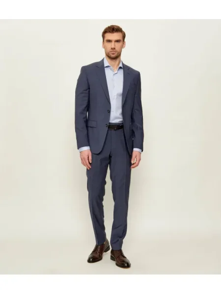 BOSS BLACK Gyapjú öltöny fekete