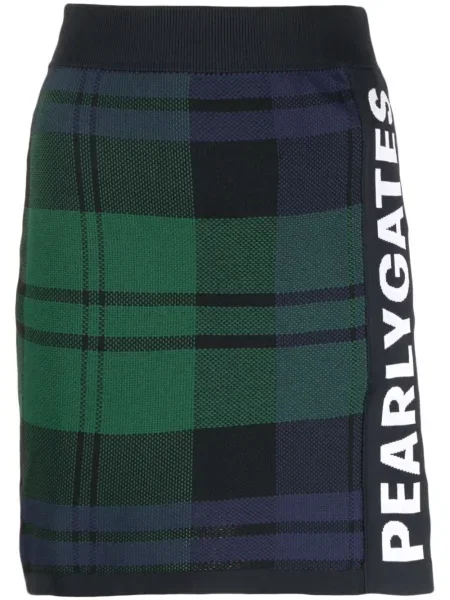 Dzianinowa spódnica Pearly Gates w kratkę niebieska