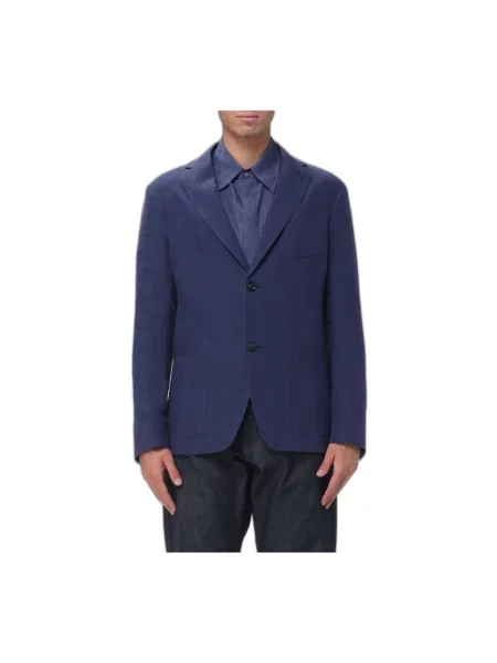 Lniana marynarka Emporio Armani niebieska