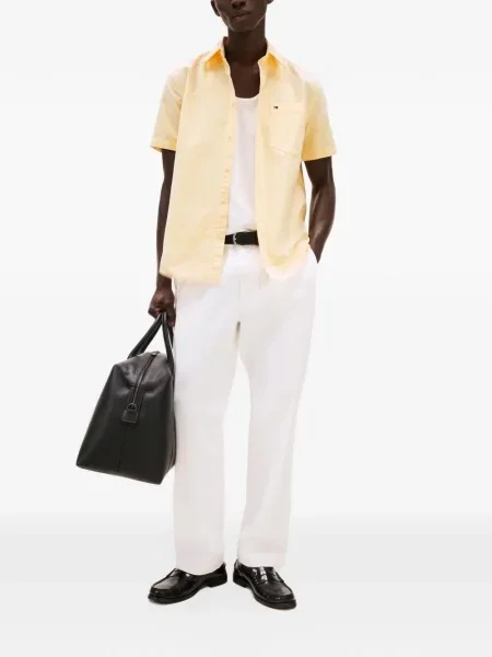 Cămașă Tommy Hilfiger din țesătură twill galben