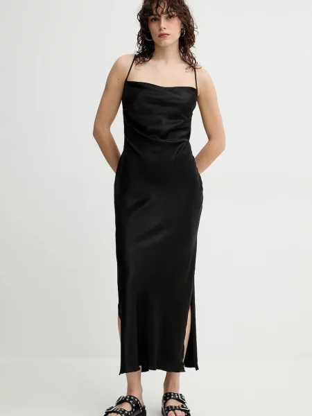 Nanushka rochie MACIA mini mulata negru