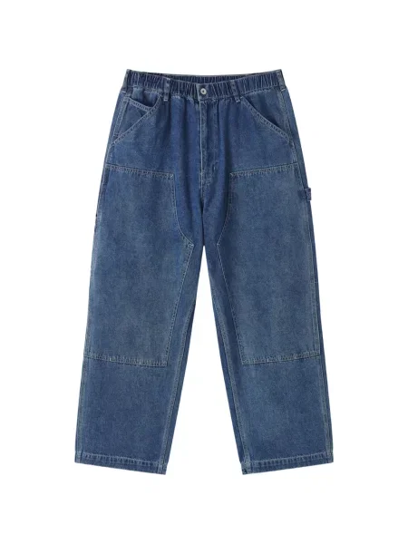 Džíny Fingercroxx se záplatami modré