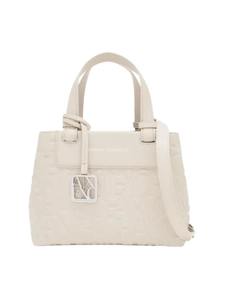 Armani Exchange torebka tote z imitacji skóry beżowa