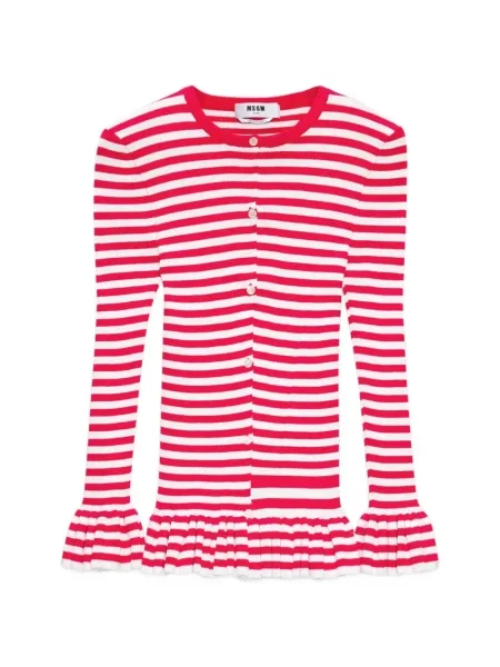 Pulover Msgm cu dungi cu volane roșu