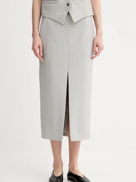 Day Birger et Mikkelsen fustă de lână Mantel midi drept gri