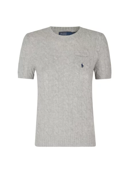 Sweter Polo Ralph Lauren wełniany z krótkim rękawem szary