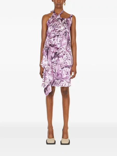 Rochie midi Ninamounah cu volane roz