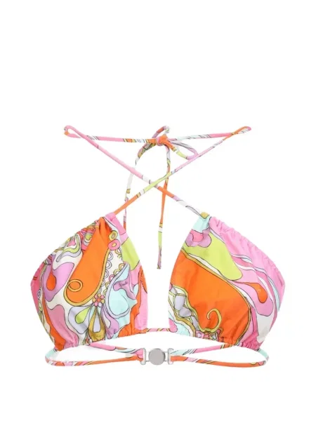 Top Pucci cu imagine cu imprimeu abstract cu gât halter portocaliu