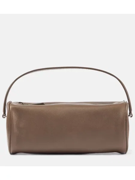 Geanta de piele The Row din piele maro