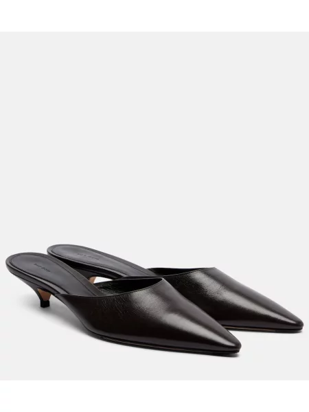 Papuci tip mules The Row din piele maro
