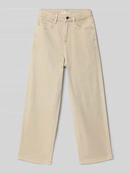 Spodnie o kroju slim fit o szerokim kroju z mieszanki bawełny Model BAGGY' S.oliver Red Label beżowe