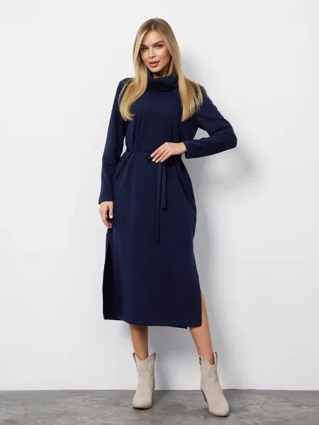 Вовняна Сукня міді ISSA Plus темно-синій синя