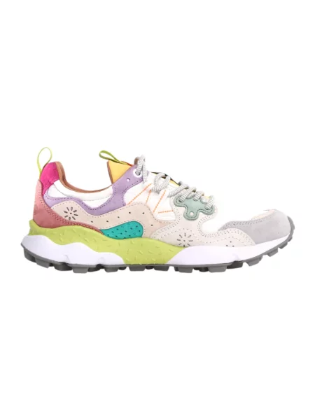 Sneakersy Flower Mountain w kwiatki zamszowe białe