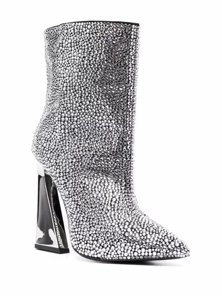 Cizme scurte Philipp Plein de cristal argintiu