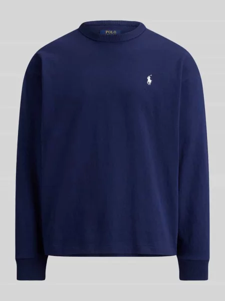 Bluzka z długim rękawem o kroju relaxed fit z czystej bawełny Polo Ralph Lauren granatowa