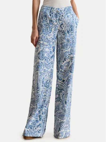 LAUREN RALPH LAUREN Medžiaginės kelnės Šviesiai Wide Leg mėlyna