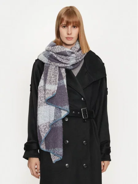 Šal Only s karirastim vzorcem modra