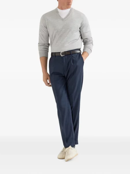 Pantaloni Brunello Cucinelli cu model pepito albastru