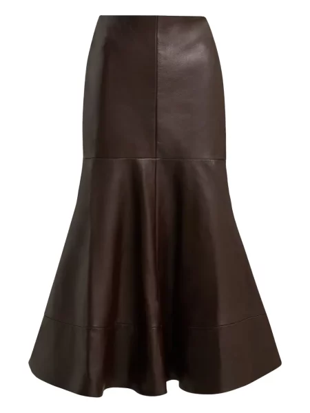 Fustă din piele Brandon Maxwell până la genunchi maro