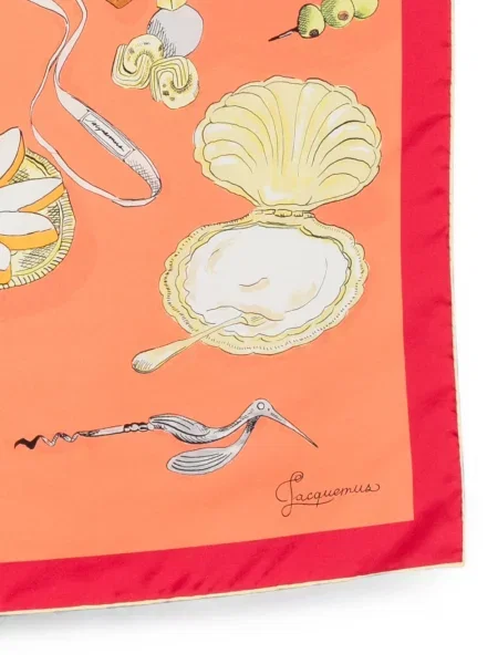 Fular Jacquemus de mătase cu imagine portocaliu