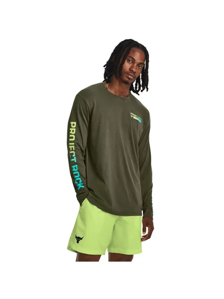 Tričko Under Armour Project Rock Brahma Ls Marine Od Green M zelené
