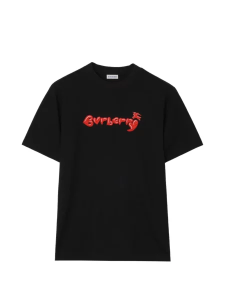 Tricou Burberry cu motiv cu inimi cu autograf negru