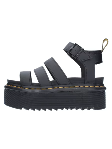 Sandały Dr. Martens skórzane na platformie na ramiączkach czarne