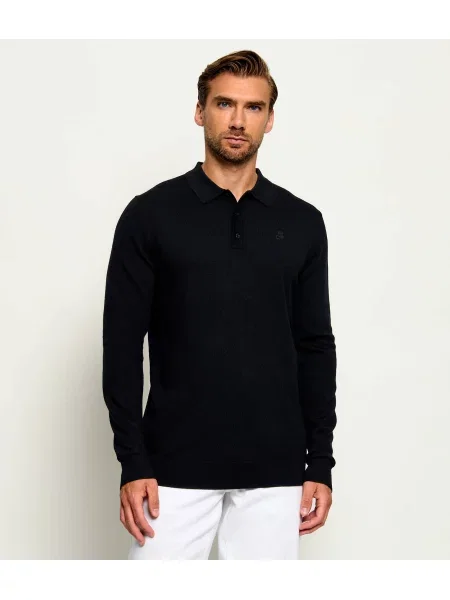 Tricou polo Karl Lagerfeld de lână negru