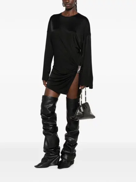 Lung rochie mini The Attico drapată negru