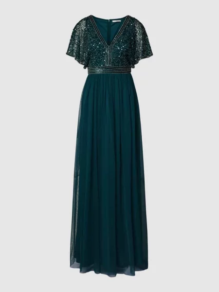 Sukienka wieczorowa z obszyciem z cekinów i ozdobnych kamieni Jake*s Cocktail zielona