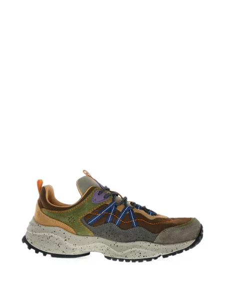Sneakerși Flower Mountain din piele de căprioară cu model floral maro