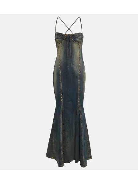 Rochie din denim Blumarine maro