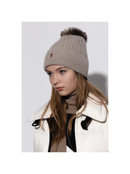 Czapka Moncler z kaszmiru beżowa