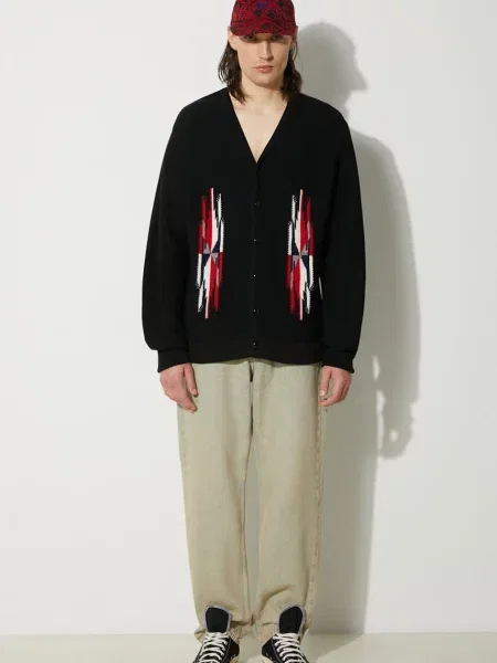 Μάλλινη ζακέτα Needles V Neck μαύρο