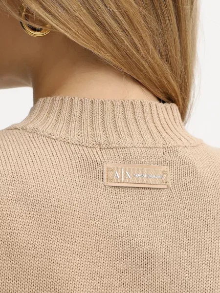 Шерстяное платье мини Armani Exchange бежевое