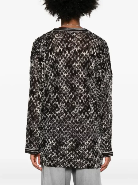 Pulover Missoni cu decolteu în V cu imprimeu geometric maro