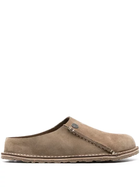 Papuci de casă Birkenstock din piele de căprioară maro